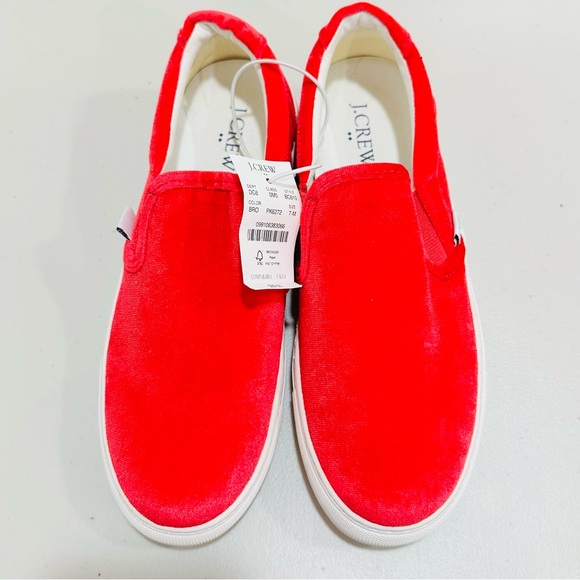 J. Crew women's 7 velvet road trip slip on sneakers in bright rose‎ pink - Picture 6 of 8